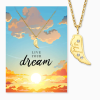 Grußkarte Live Your Dream mit Halskette Edelstahl...