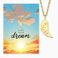 Grußkarte Live Your Dream mit Halskette Edelstahl...