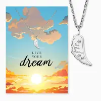 Grußkarte Live Your Dream mit Halskette Edelstahl...