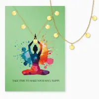 Grußkarte Happy Soul Yoga mit Halskette Edelstahl...