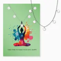 Grußkarte Happy Soul Yoga mit Halskette Edelstahl...