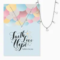 Grußkarte Faith Love Hope mit Halskette Edelstahl...