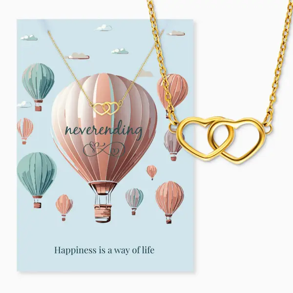 Grußkarte Neverending mit Halskette Edelstahl Gold und Umschlag Engelsrufer Happiness is a way of life
