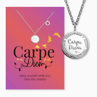 Grußkarte Carpe diem mit Halskette Edelstahl Silber...