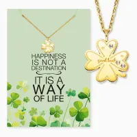 Grußkarte Happiness mit Halskette Edelstahl Gold...