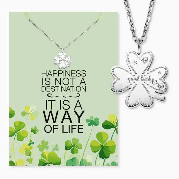 Grußkarte Happiness mit Halskette Edelstahl Silber und Umschlag Engelsrufer not a destination a way of life