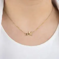 Grußkarte Freedom mit Halskette Edelstahl Gold und...