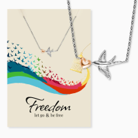 Grußkarte Freedom mit Halskette Edelstahl Bicolor...