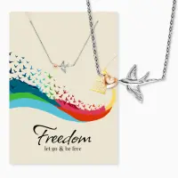 Grußkarte Freedom mit Halskette Edelstahl Bicolor...