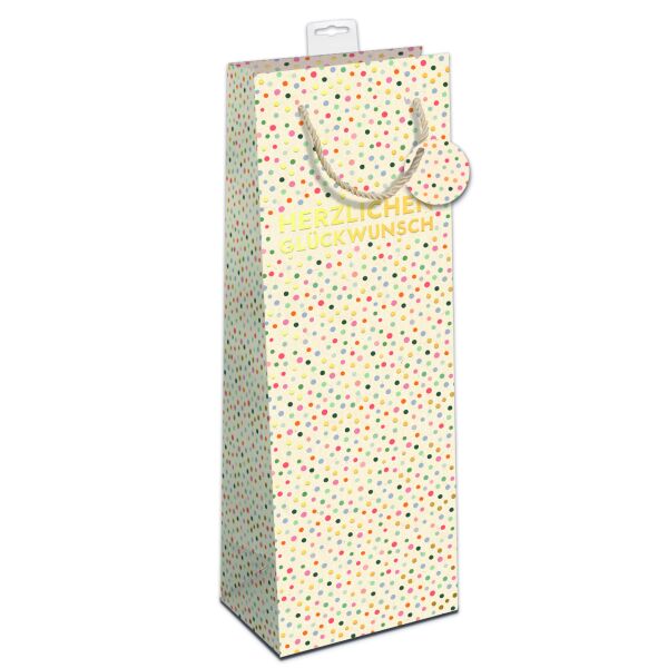 6 Geschenktaschen Flaschenformat Bottle Punkte Herzlichen Glückwunsch UVP € 21 pro Tüte € 3,50 Zuckerrohr Bundle Set Geschenktüten