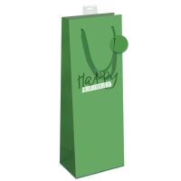 6 Geschenktaschen Flaschenformat Bottle grün Happy...