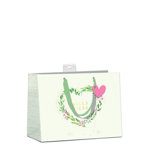 6 Geschenktaschen Quer-Format Large Alles Liebe Herz UVP € 27 pro Tüte € 4,50 Naturkarton Bundle Set Geschenktüten