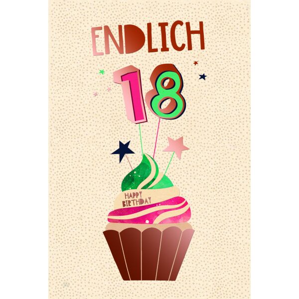 18. Geburtstag Geburtstag Endlich Törtchen Glückwunschkarte mit Umschlag