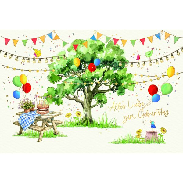 Geburtstag Skorpion´s art Ballons Wimpel Baum Alles Liebe  Glückwunschkarte mit Umschlag