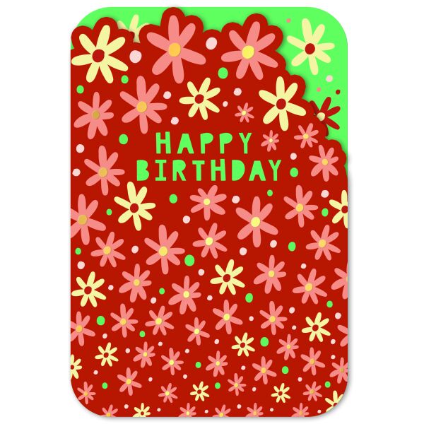 Geburtstag Happy Birthday Miniblumen Glückwunschkarte mit Umschlag und Innendruck