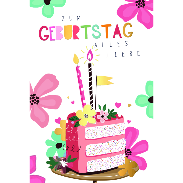 Geburtstag Alles Liebe Torte Glückwunschkarte mit Umschlag