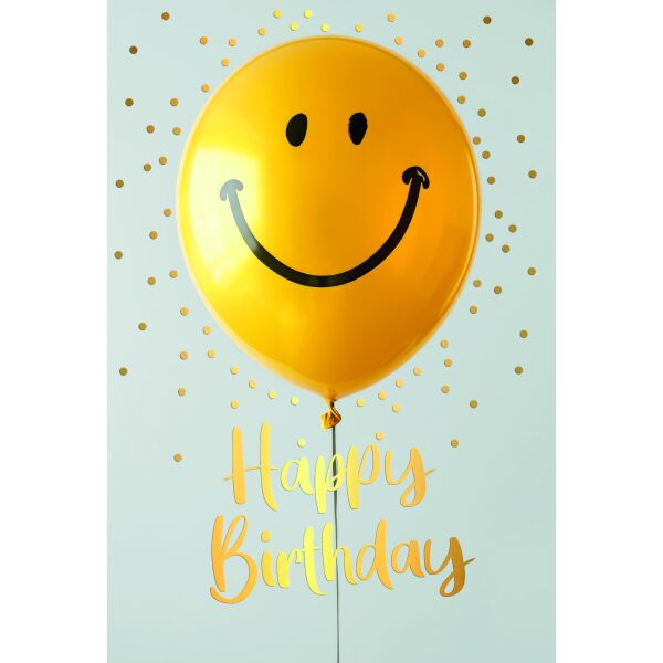 Geburtstag Happy Birthday Smile-Luftballon Glückwunschkarte mit Umschlag