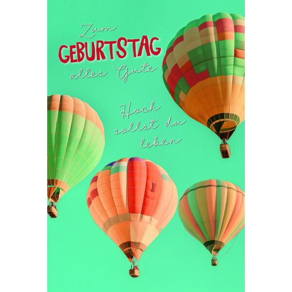 Geburtstag Hoch sollst du leben Heißluftballons Glückwunschkarte mit Umschlag