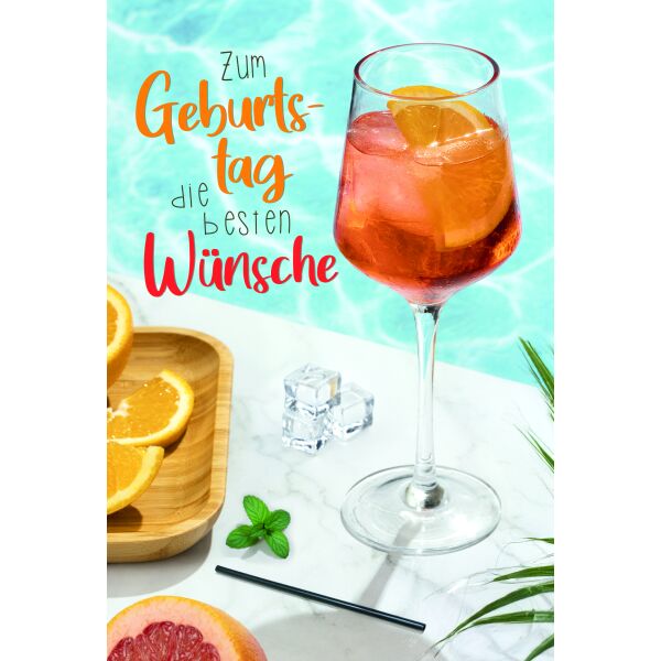 Geburtstag Beste Wünsche Cocktail Aperol Spriz Pool Glückwunschkarte mit Umschlag