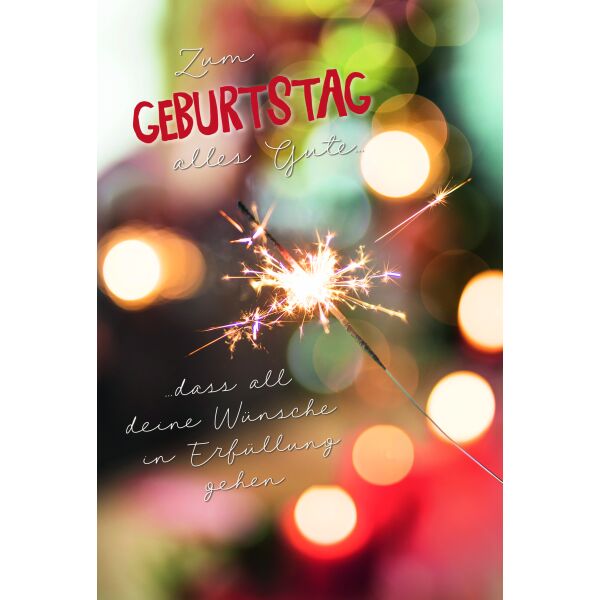 Geburtstag Wünsche in Erfüllung gehen Wunderkerze Glückwunschkarte mit Umschlag