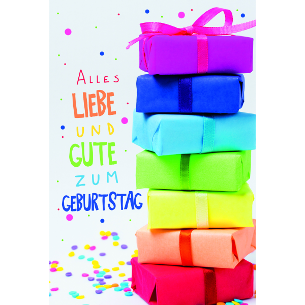 Geburtstag Alles Liebe Geschenkestapel Glückwunschkarte mit Umschlag