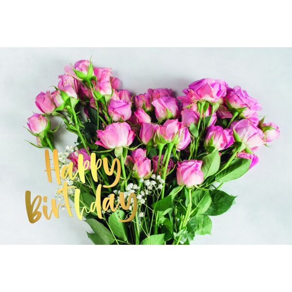 Geburtstag Happy Birthday rosa Rosen Glückwunschkarte mit Umschlag