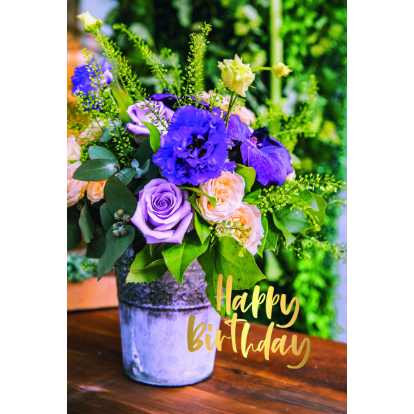 Geburtstag Happy Birthday Blumenvase  Glückwunschkarte mit Umschlag