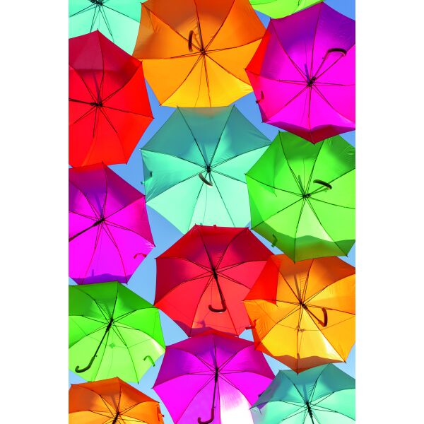 Fotokarte Blanko ohne Text bunte Regenschirme Glückwunschkarte mit Umschlag