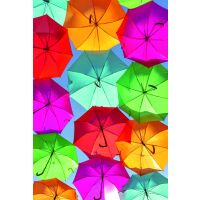 Fotokarte Blanko ohne Text bunte Regenschirme...