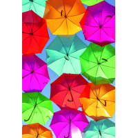 Fotokarte Blanko ohne Text bunte Regenschirme...