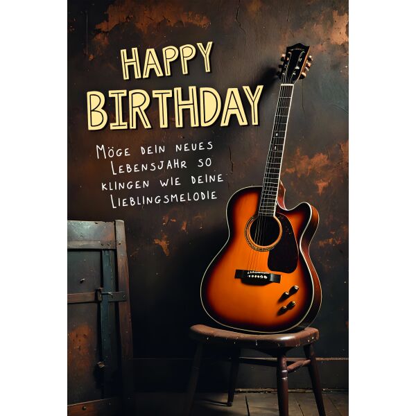 Geburtstag Hobby Musik Gitarre Spruch Glückwunschkarte mit Umschlag