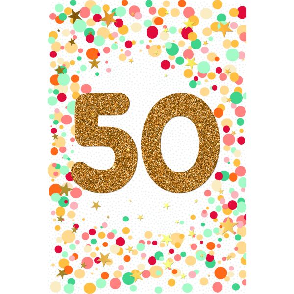 50. Geburtstag mit Goldfolie und Glitzer-Applikation Glückwunschkarte mit Umschlag