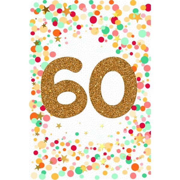 60. Geburtstag mit Goldfolie und Glitzer-Applikation Glückwunschkarte mit Umschlag