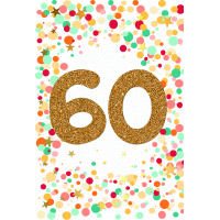 60. Geburtstag mit Goldfolie und Glitzer-Applikation...
