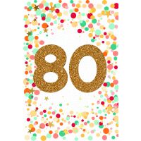 80. Geburtstag mit Goldfolie und Glitzer-Applikation...