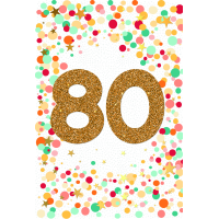 80. Geburtstag mit Goldfolie und Glitzer-Applikation...