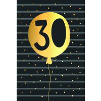 30. Geburtstag schwarz-gold Zahl in Luftballon Goldfolie...