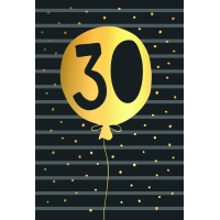 30. Geburtstag schwarz-gold Zahl in Luftballon Goldfolie...