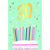 30. Geburtstag Happy Birthday Kerzen Kuchen Goldfolie...
