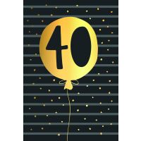 40. Geburtstag schwarz-gold Zahl in Luftballon Goldfolie...