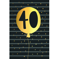 40. Geburtstag schwarz-gold Zahl in Luftballon Goldfolie...