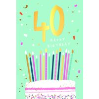40. Geburtstag Happy Birthday Kerzen Kuchen Goldfolie...