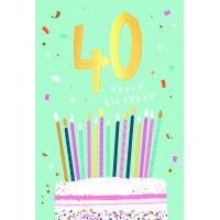 40. Geburtstag Happy Birthday Kerzen Kuchen Goldfolie...