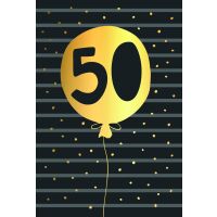 50. Geburtstag schwarz-gold Zahl in Luftballon Goldfolie...