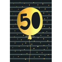 50. Geburtstag schwarz-gold Zahl in Luftballon Goldfolie...
