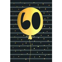 60. Geburtstag schwarz-gold Zahl in Luftballon Goldfolie...