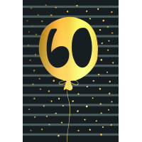 60. Geburtstag schwarz-gold Zahl in Luftballon Goldfolie...