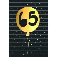 65. Geburtstag schwarz-gold Zahl in Luftballon Goldfolie...