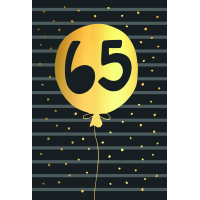 65. Geburtstag schwarz-gold Zahl in Luftballon Goldfolie...