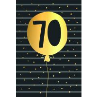 70. Geburtstag schwarz-gold Zahl in Luftballon Goldfolie...